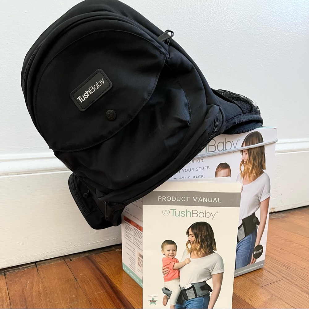 TushBaby Ergonomic Strapless Baby Carrier; Like New; 4 Carrying Positions; Black